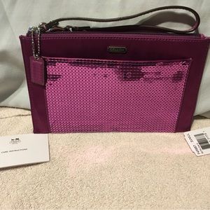 Coach Occasion Sequin Party Large Wristlet Mulberry NWT